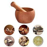 2 sizes wooden garlic press pot pedestal bowl masher grinder mortar and pestle grinder set herb spice crusher kitchen tool
