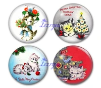 merry cat glass cabochon merry christmas round photo glass cabochon demo flat back making findings