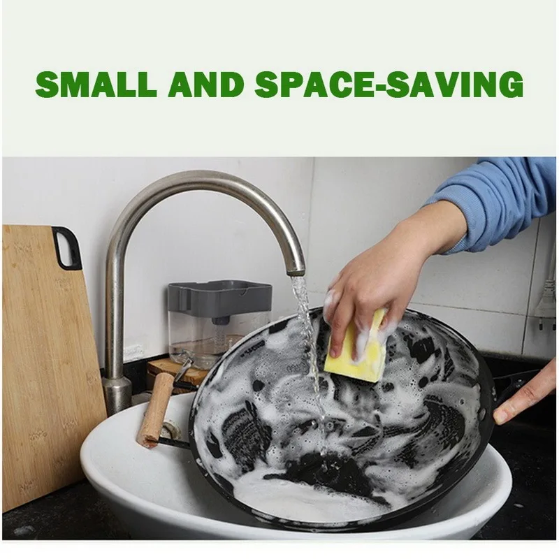 

Soap Dispenser Pump with Sponge Manual Press Cleaning Liquid Container Manual Press Soap Organizer Kitchen Tool