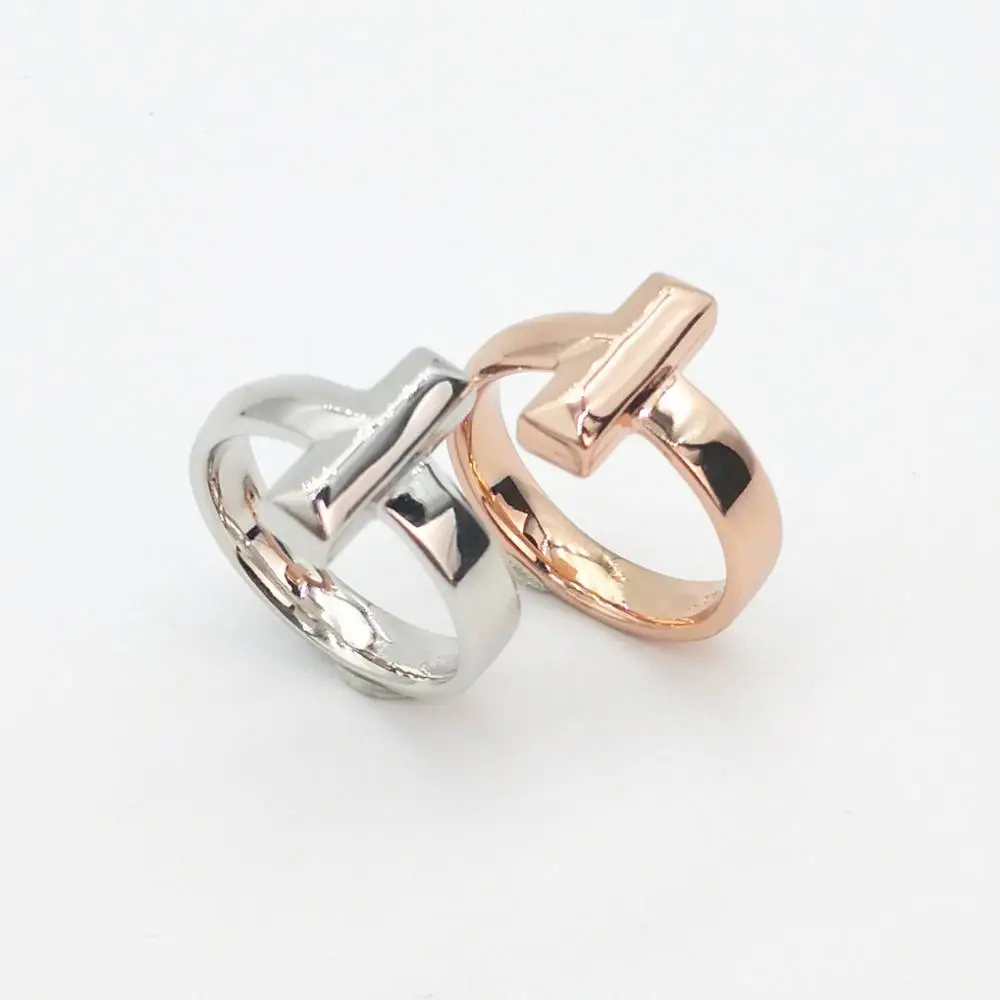 

New ladies S925 sterling silver rose gold letter cut face silver ring jewelry couple holiday anniversary gift