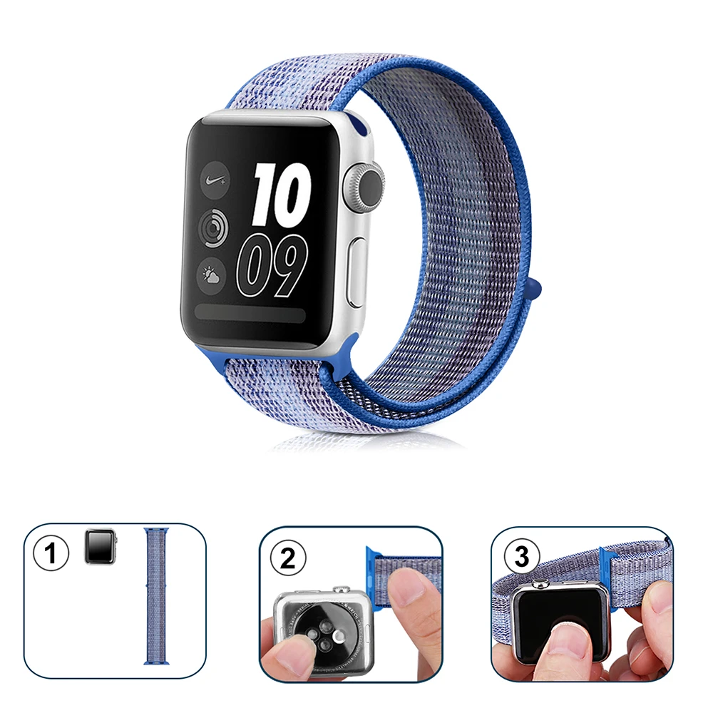 Нейлоновый мягкий дышащий сменный ремешок для Apple Watch Series 3 2 1 38 мм 42 мм Спортивная петля ремешок для iwatch Series 5 4 40 мм 44 мм