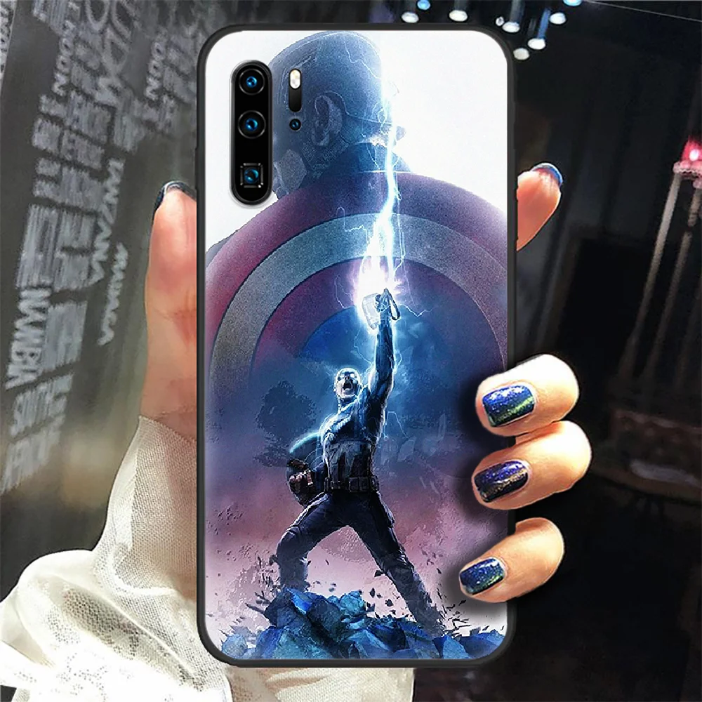 

Super hero America Captains Phone Case Cover Hull For Huawei P8 P9 P10 P20 P30 P40 Lite Pro Plus Smart Z 2019 black Hoesjes
