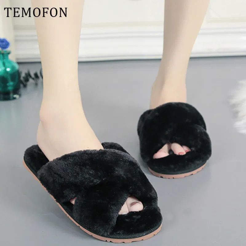 TEMOFON/пушистые тапочки Женские теплые домашние Сезон осень зима нескользящие