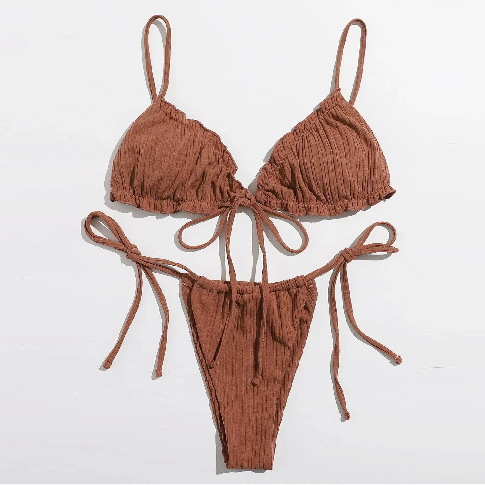 

Women Bikinis Set Bathing Suit Swimwear Straps Padded Bandage Bottom Bikinis Set High Waist Switmsuit ђпалник енский C2