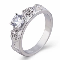 925 silver plated cross star ring inlaid white zircon topaz gemstone jewelry wedding engagement jewelry women wholesale