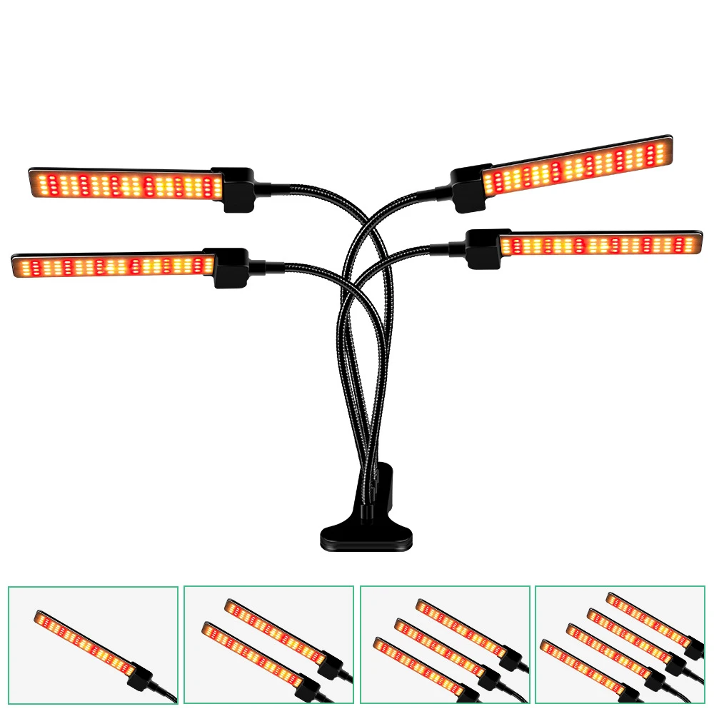 

LED clip plant growth light three heads five segments timing dimming plant light full spectrum vegetable and flower fill light