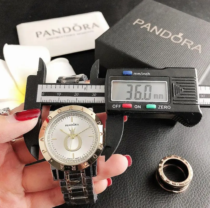 

Luxury brand Quartz Wrist Dress Women Watches Silver Bracelet Ladies Watch Stainless Steel Clock Casual pandoraes Watch P22
