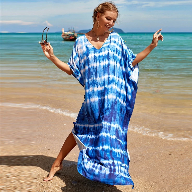 Женское платье-макси в полоску с V-образным вырезом | Женская одежда