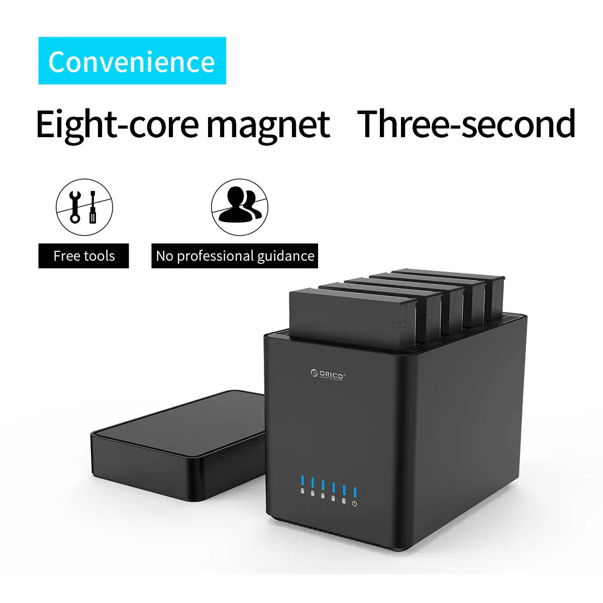 ORICO 5 Bay 3.5 inch Hard Drive Enclosure USB3.0 to SATA3.0 Magnetic-type HDD Case Support UASP MAX 50TB Docking Station | Компьютеры и