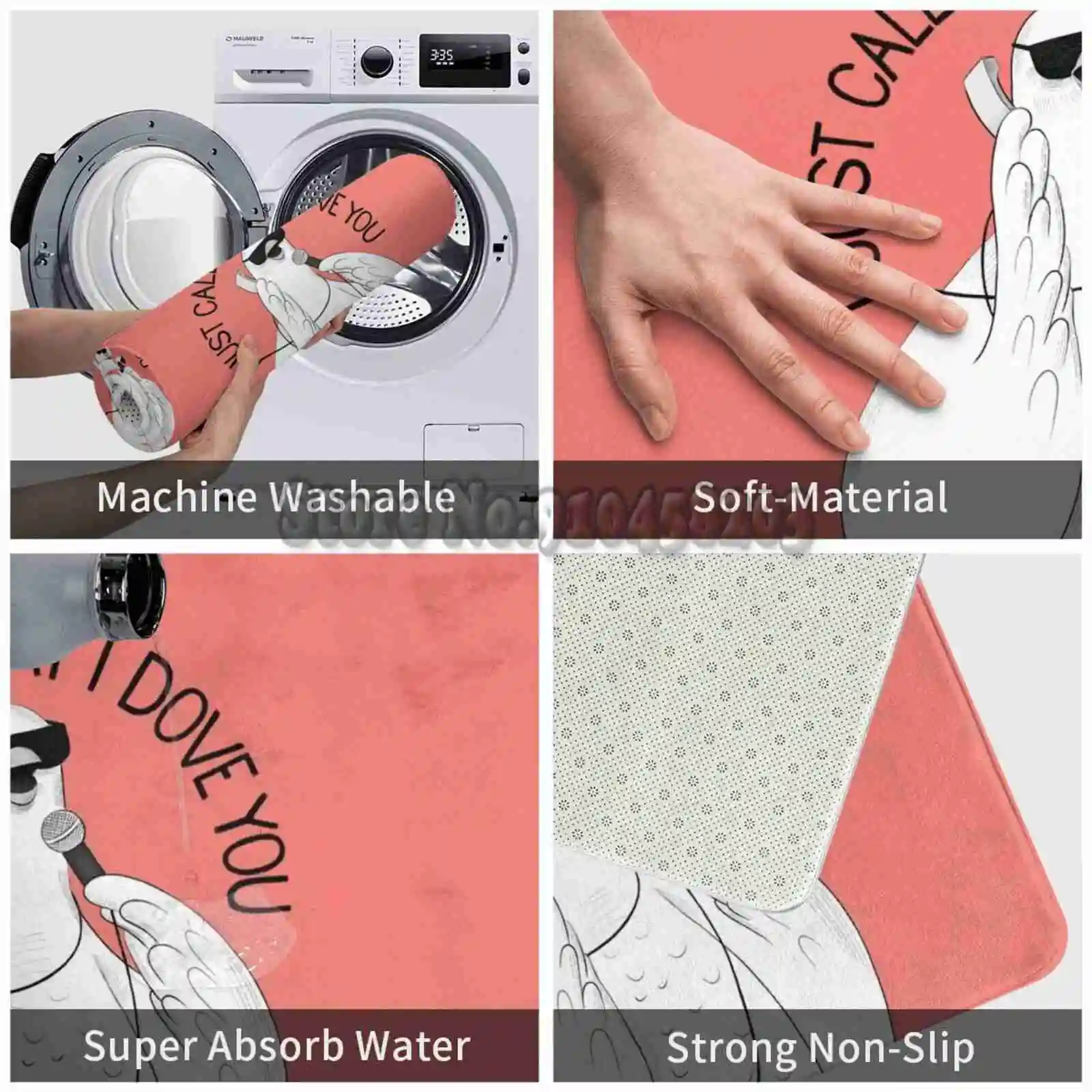 Поющий голубь | Животное караоке Иллюстрация Коврик с красным принтом для