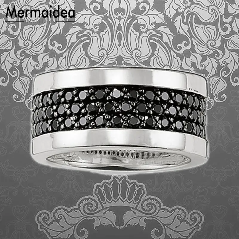 Классические свадебные кольца вечности с черной ПАВЕ посеребренные модные