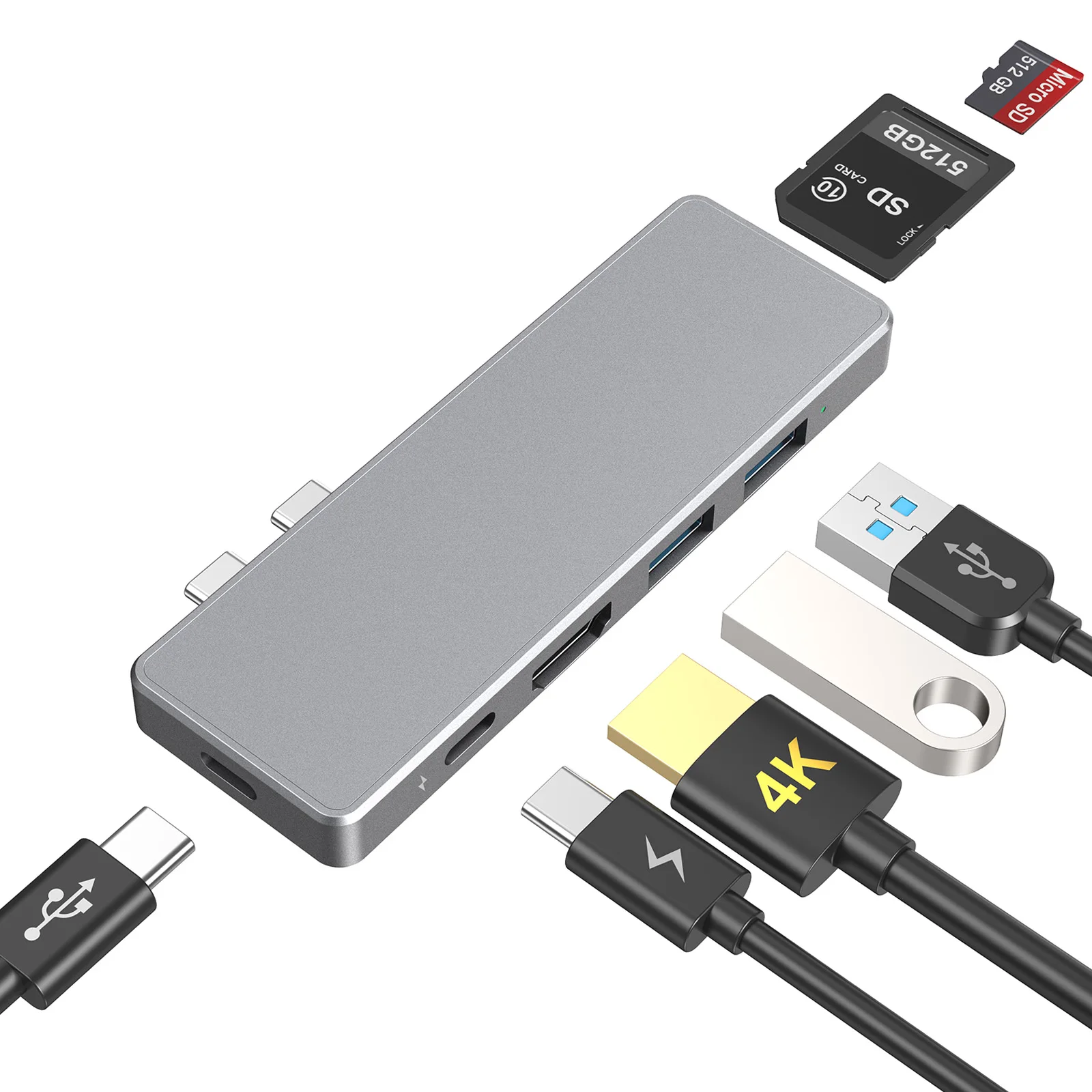 

Dodocool – adaptateur Hub 7 en 2 USB-C USB type-C 4K Port de sortie vidéo USB 3.0 lecteur de carte SD/Micro SD pour MacBook Pro