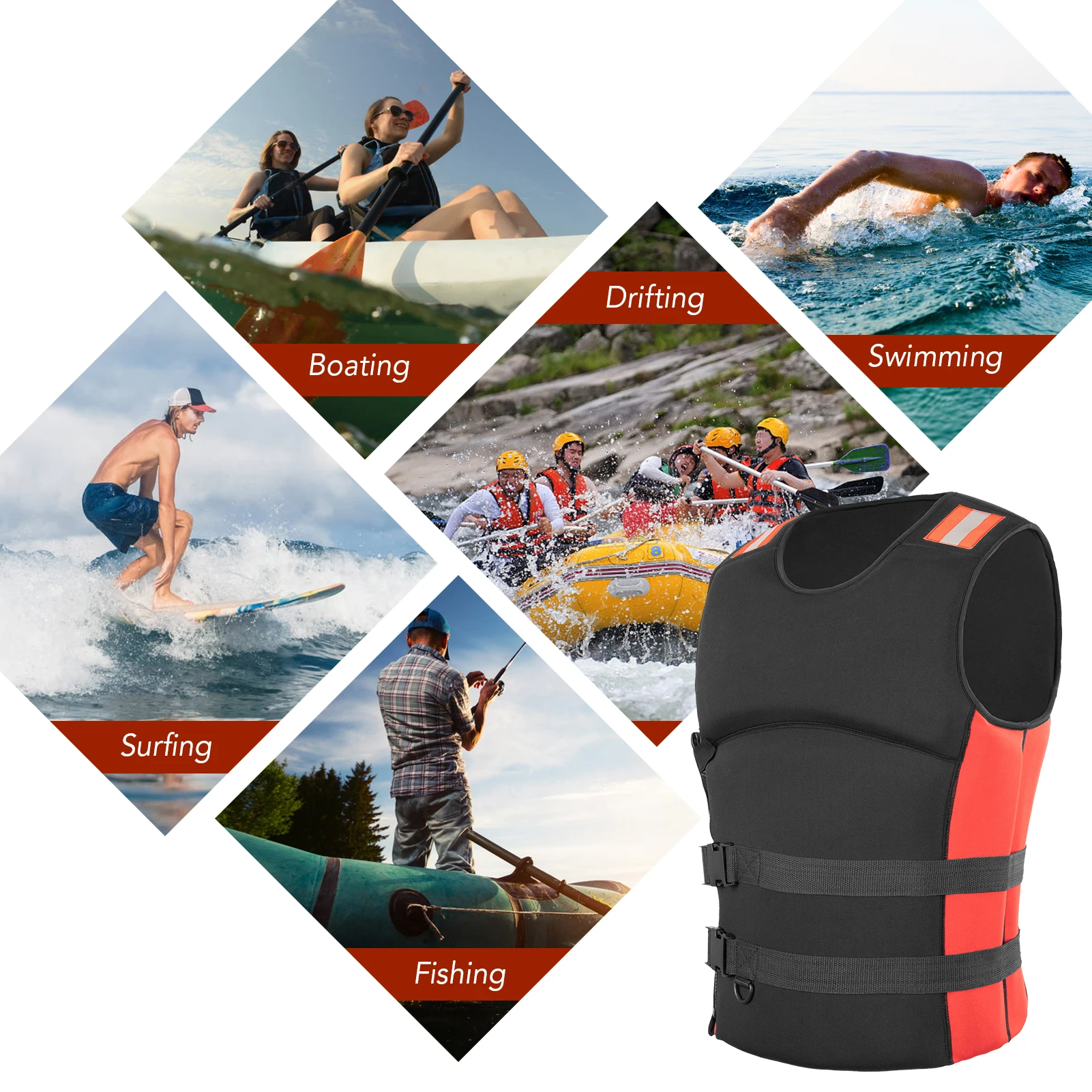 

Water Sports Life Jacket Buoyancy Life Saving Safety Vest for Adults Fishing Boating Kayaking Surfing Swimming