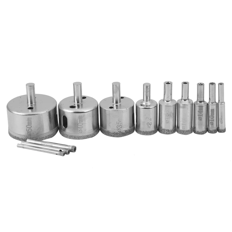 

12Pcs Diamond Drill Bits Glass Tile Hole Saw Bits Set, Hollow Core Drill Bits, Extractor Remover Hole Saws for Glass, Ceramics,