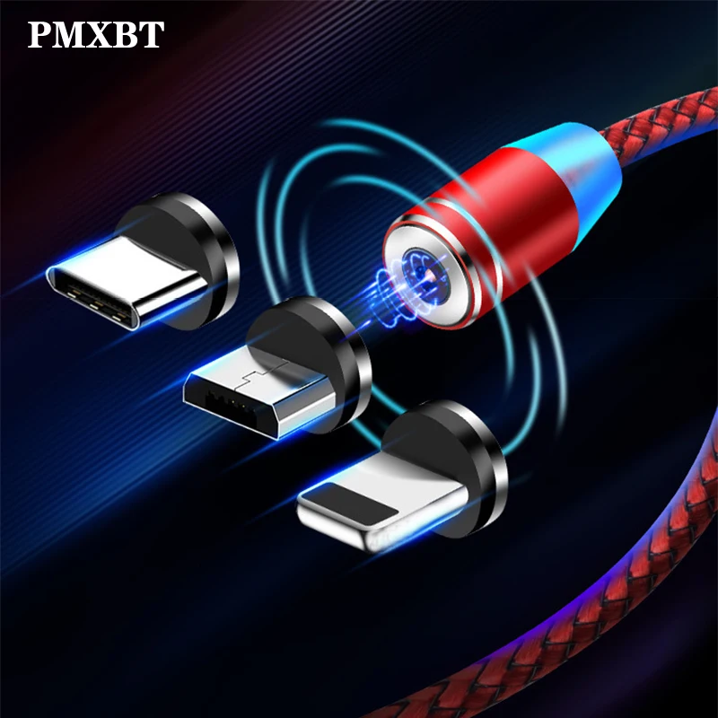 

2.4A Magnetic Charging Cable Micro USB Type C Data Line For Iphone 12 Mini Xiaomi Huawei P40 Mobile Phone LED USB C Charge Wire
