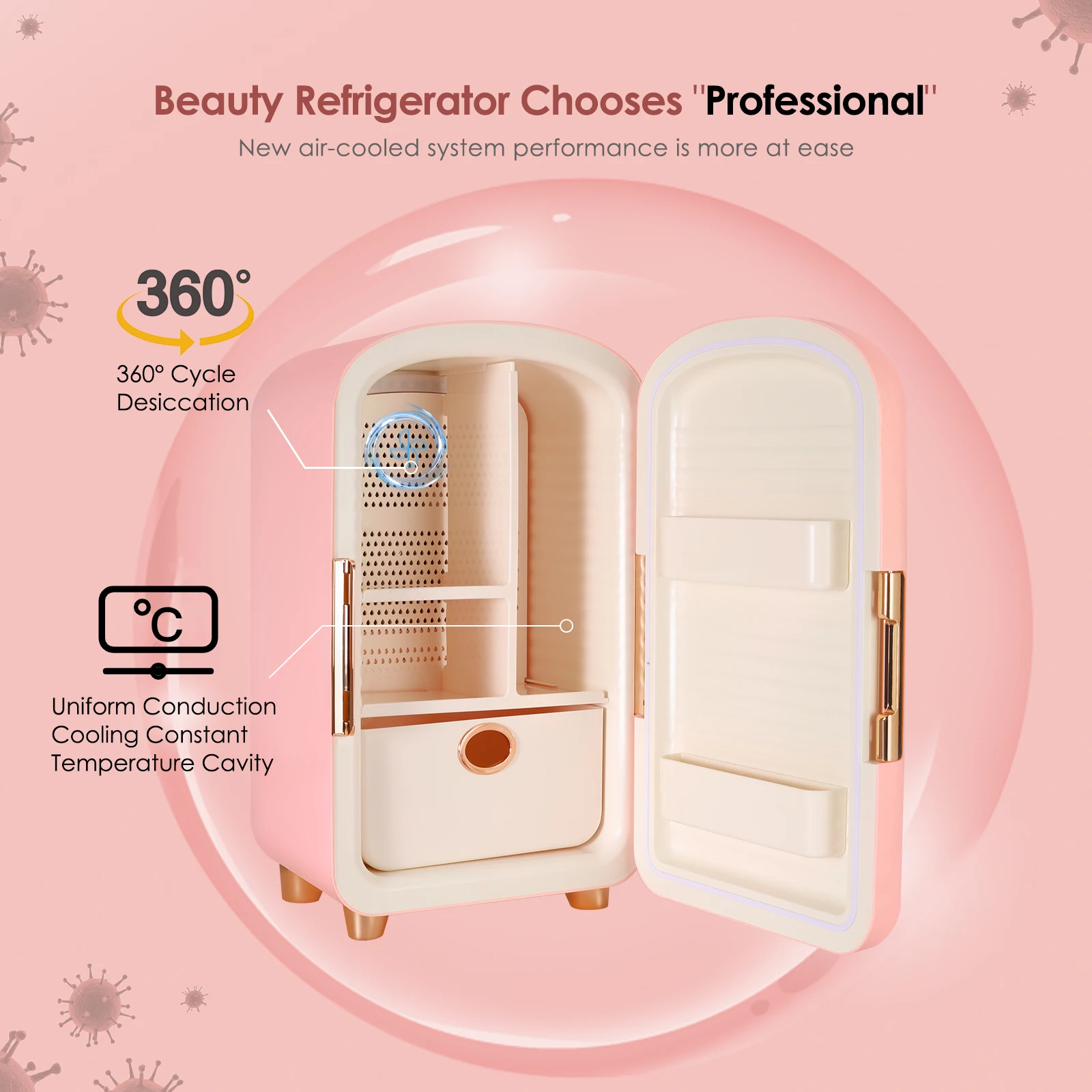 12L Professional Beauty Refrigerator Skin Care Cosmetics Small Refrigerator Intelligent  Pink Mini Makeup Cosmetic Fridge