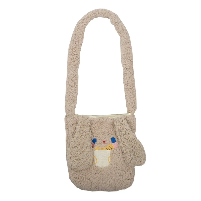 

Bags for Women 2020 Big Ears Imitation Lamb Hair Student Messenger Bag Cute Plush Bag Fresh and Sweet Ladies Shoulder Bags