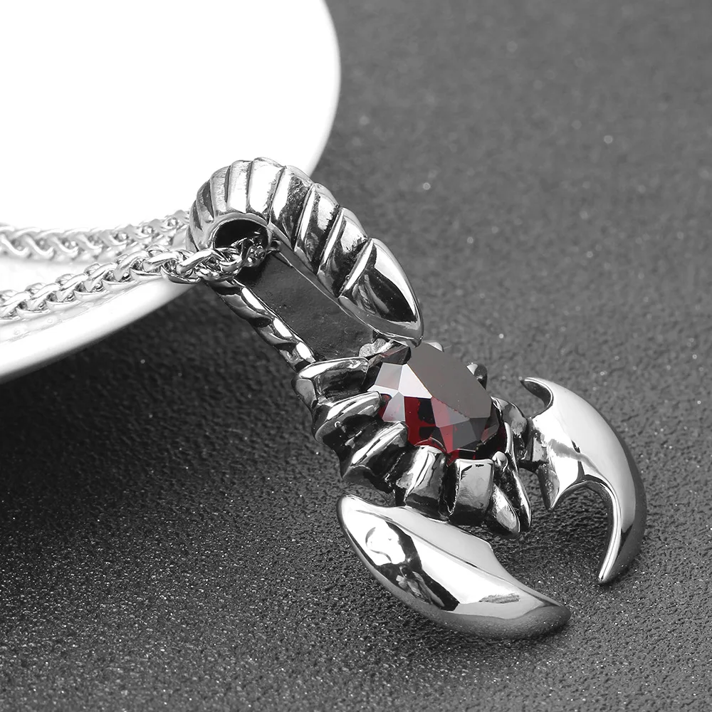 Handsome Scorpion King Ruby Men's Pendant Domineering Exaggerated Alternative Titanium Steel Necklace Boyfriend Gift | Украшения и