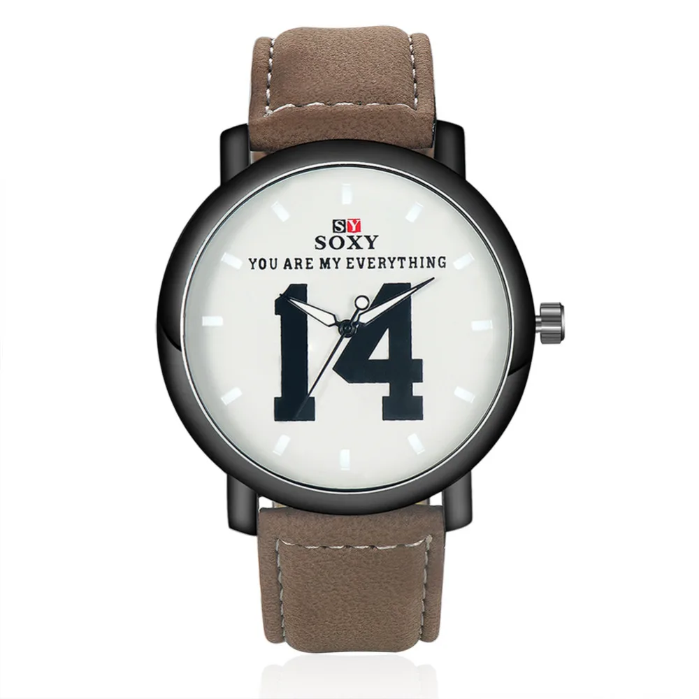 Часы наручные SOXY Мужские кварцевые роскошные брендовые дизайнерские с кожаным