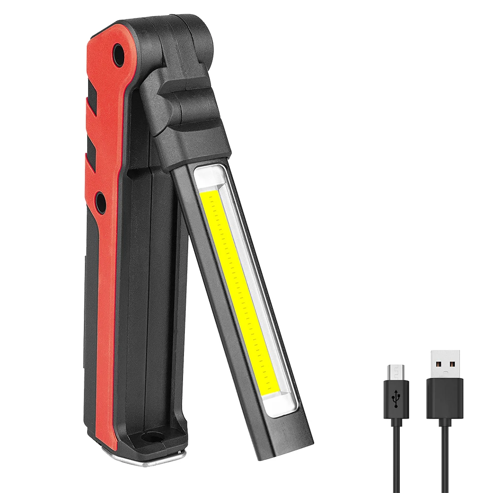 

BORUiT Dimmable COB LED Work Light 18650 Battery USB Rechargeable Flashlight 270° Rotation Lamp with Magnetic &Hook 2000mAh