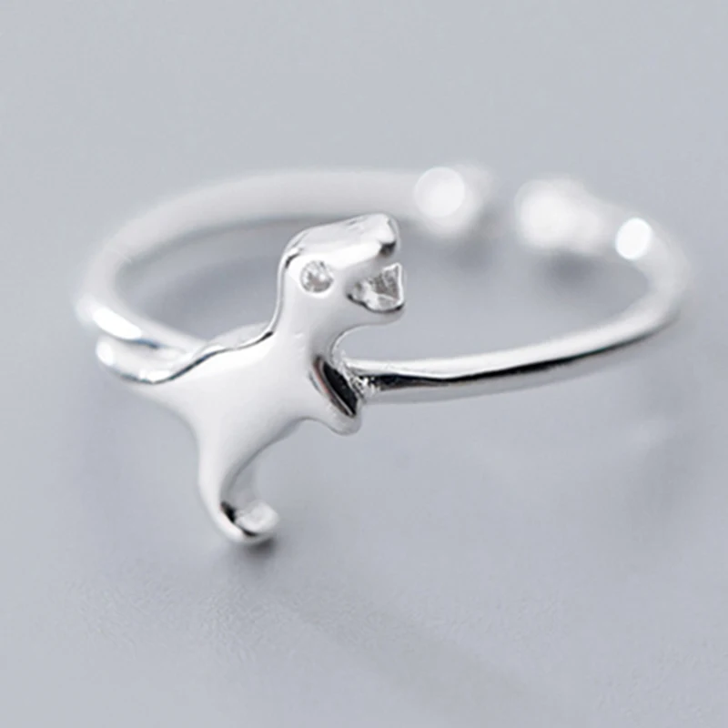 Женское кольцо с динозавром открытое ювелирное изделие из серебра 100% пробы