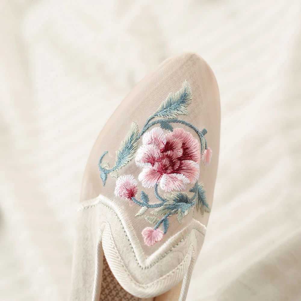 Veowalk прозрачные с острым носком женские марлевые хлопковые плоские мюли летние