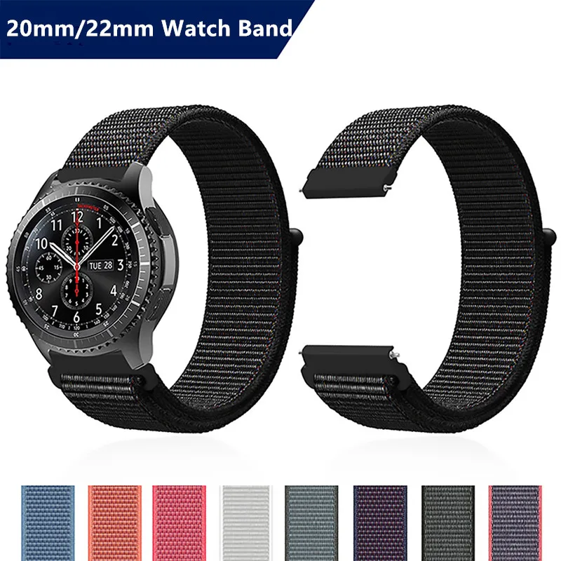 Ремешок нейлоновый для Samsung Galaxy watch 4 3/46 мм/42 мм/active 2/Gear S3 браслет Huawei GT/2/2e/Pro 20 мм/22