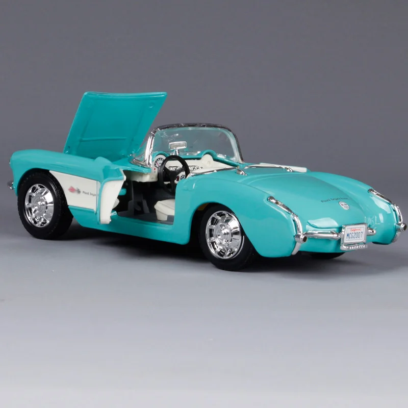 Черный 1957 Chvrolet Корвет 1:24 весы брелок для автомобильных ключей модель игрушечные