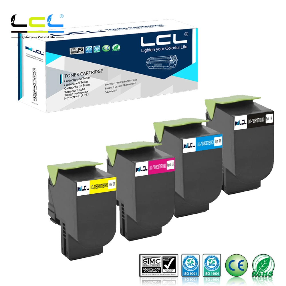 

Картридж с тонером LCL CS417dn 71B1HK0 71B1HC0 71B1HM0 71B1HY0 (4 упаковки KCMY), совместимый с Lexmark CX417de CS517de CX517de