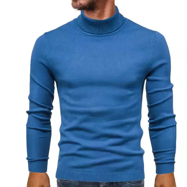 Autumn Winter New Solid Color Thick Warm Sweater Men Turtleneck Brand Man Sweaters Slim Fit Pullover Men Knitwear Male Tees Tops 2