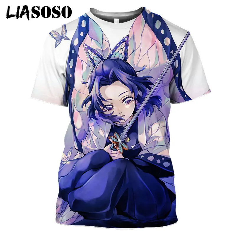 LIASOSO Women Men Japanese Anime Demon Slayer Kimetsu Casual T-shirt Harajuku Tee Fashion T Shirts 3D Print Funny Tops Cartoon