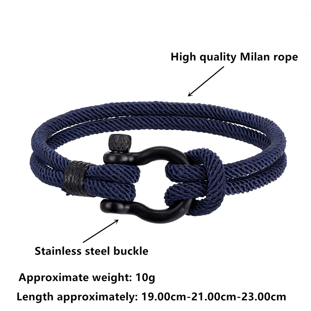 

Men U shape Survival Bracelet Outdoor Camping Rescue Emergency Rope Bracelet For Women Black Stainless Steel Sport Buckle