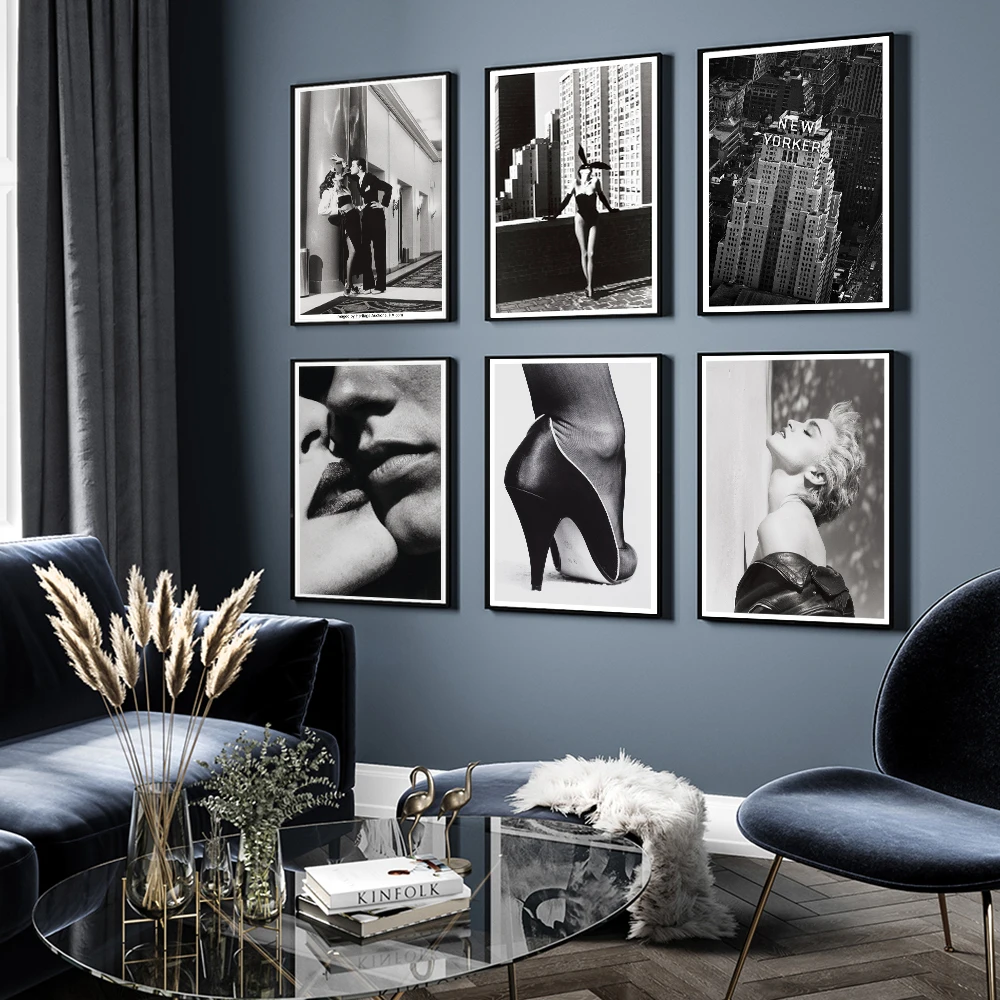 Модный плакат New Yorker Building Canvas черно белые плакаты и принты Helmut Newton современные