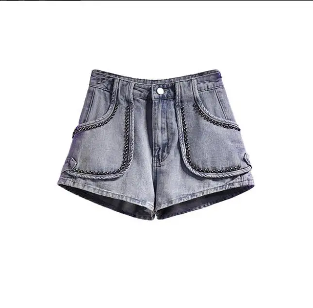 

New S/5Xl Womens High Waisted Wide Leg Denim Shorts Rivet Designer Street Jeans Shorts For Women Plus Size Sexy Short J3181
