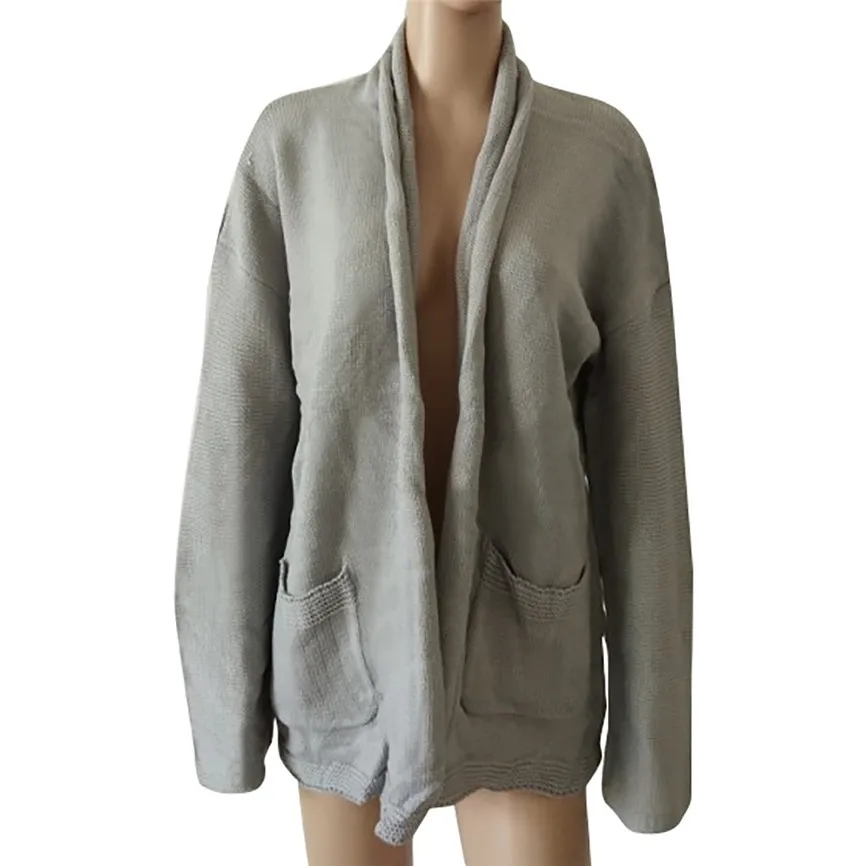 Женский кардиган осень 2019 свитер Повседневный длинный рукав карман Однотонный