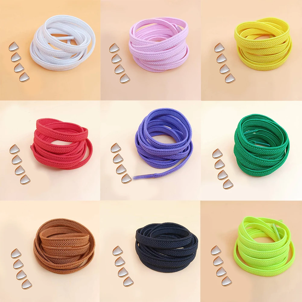 

1 Pair No Tie Shoe Laces Elastic Shoelaces Outdoor Leisure Sneakers Quick Safety Flat Shoelace Kids And Adult Unisex Lazy Laces