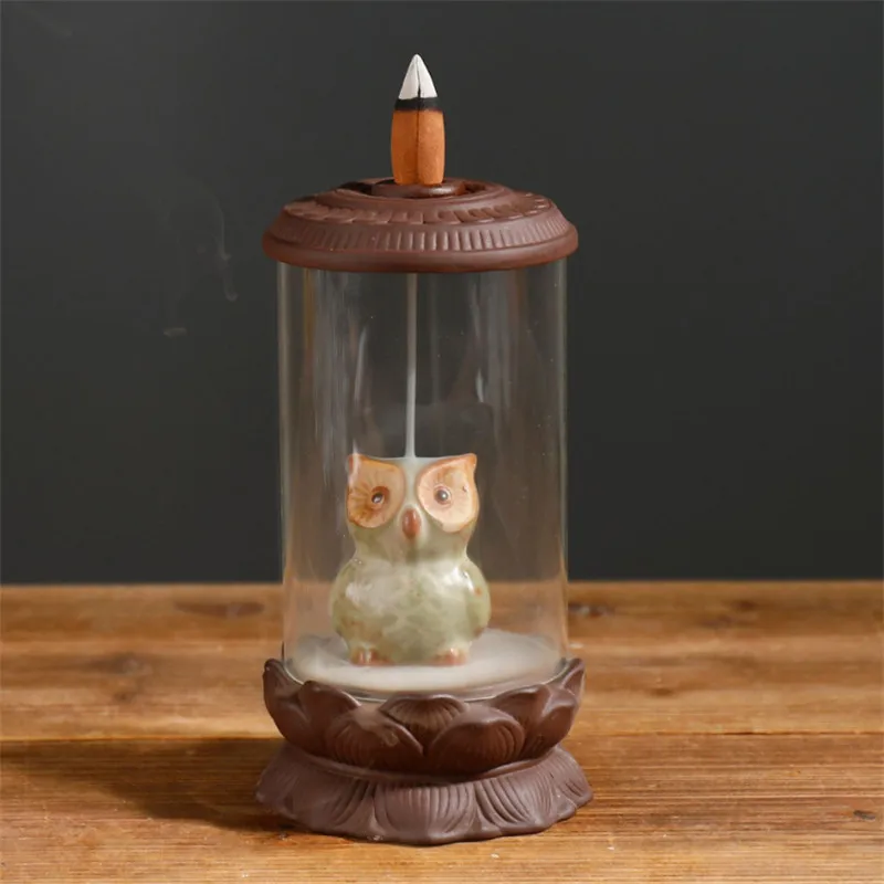 Керамическая горелка для благовоний с изображением ангела Совы и дыма