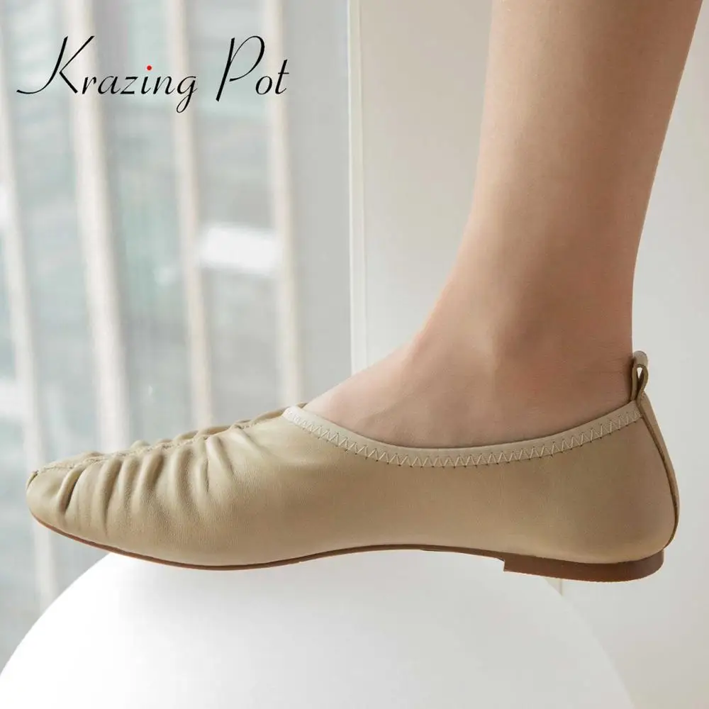 Женские туфли лодочки из мягкой кожи с круглым носком на низком каблуке|Женские