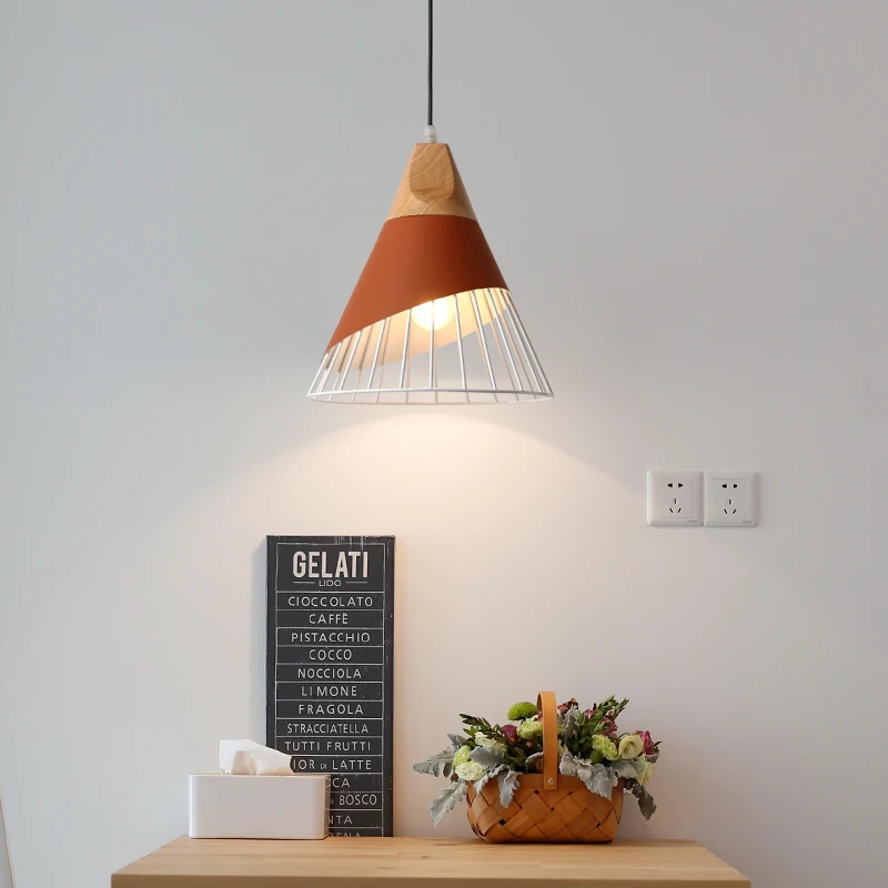 Наклона лампы подвесной светильник с древесины и Алюминий Ресторан Бар Кофе