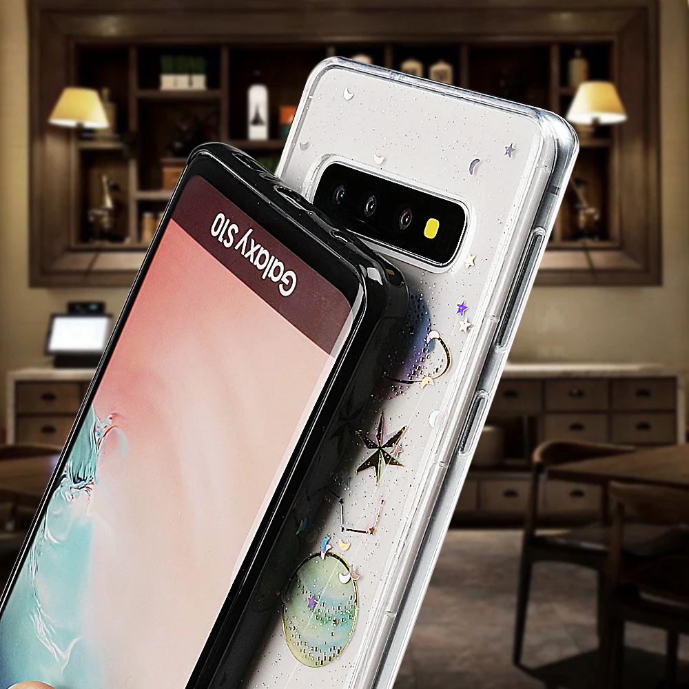 Блестящий чехол LOVECOM с планетами и звездами для Samsung S21 S20 Ultra A50 S10 S9 Plus Note 9 10 Pro A9 2018