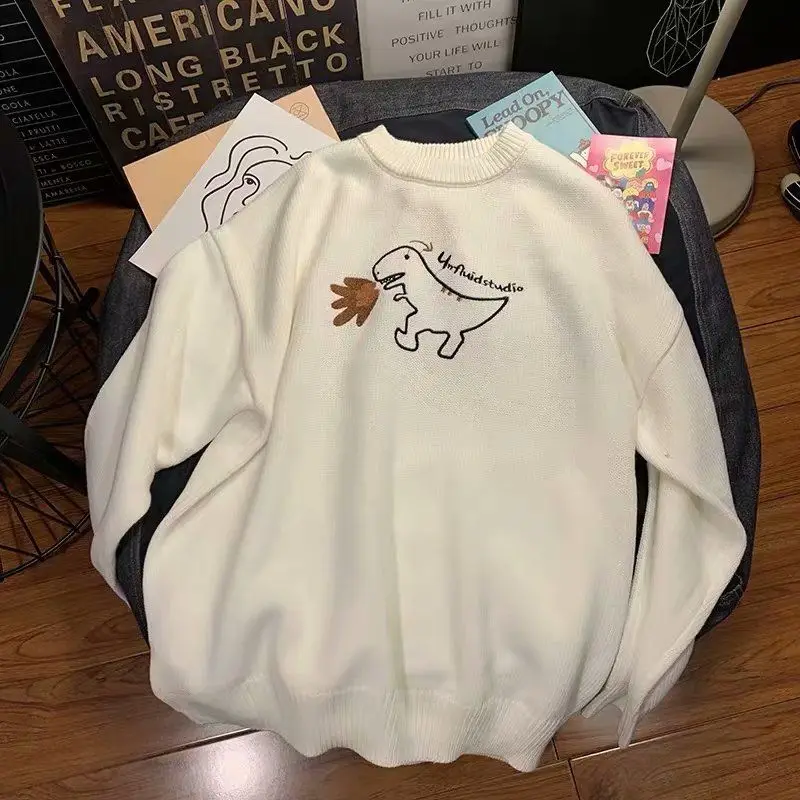 Свитер мужской осенне зимний утепленный свободный уличный свитер в Корейском