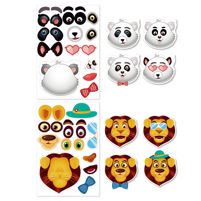 Pegatinas DIY para ni&ntilde;os, juegos de rompecabezas para ni&ntilde;os, juguetes de ensamblaje de animales para ni&ntilde;as y ni&ntilde;os, regalo de cumplea&ntilde;os para ni&ntilde;os-2