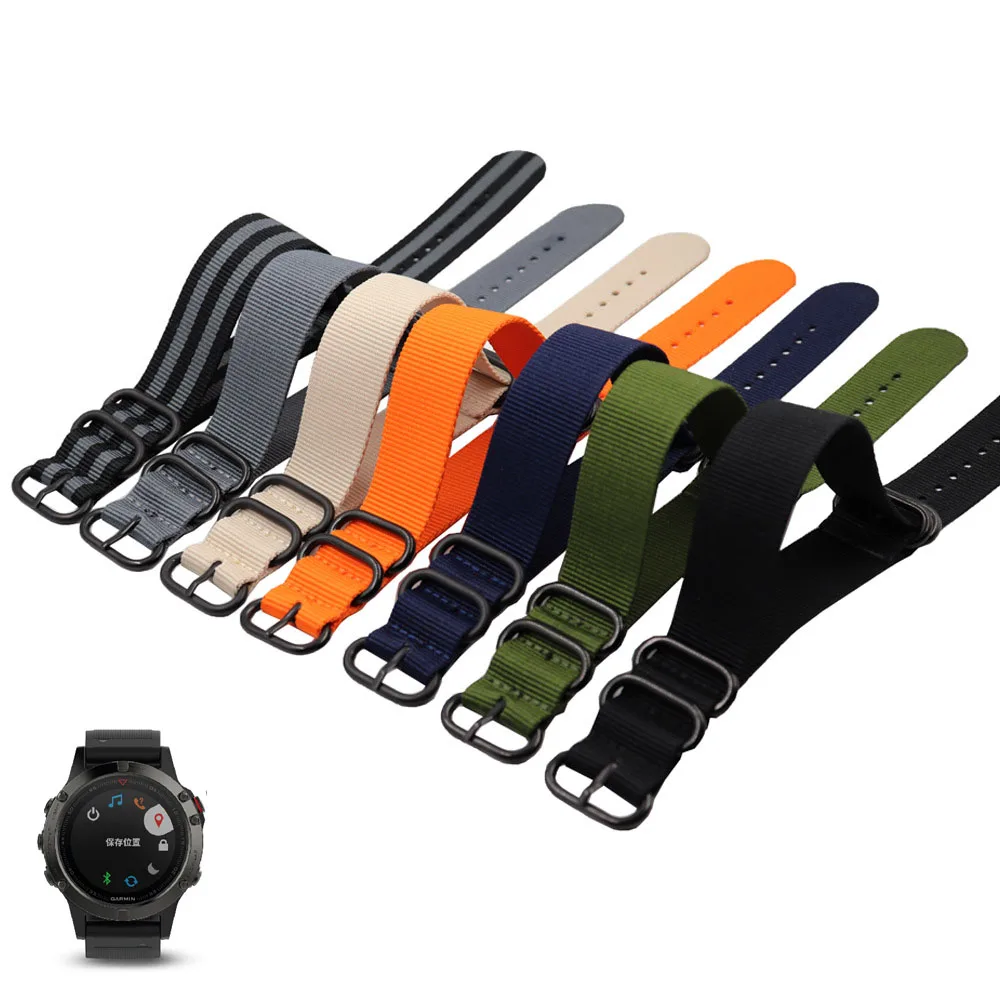 

For Garmin Fenix 6 6S 5 5S smart watch accessories bracelet band 20 22mm Nylon Nato strap for Forerunner 935 945 sport Belt