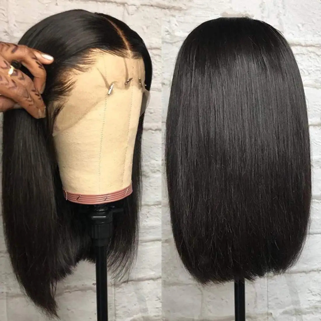 

13x5x2 Straight Lace Front Wig Bob Wigs With Baby Hair Pre Plucked Bleached Knots Arabella Hair Remy T Part Lace Front Bob