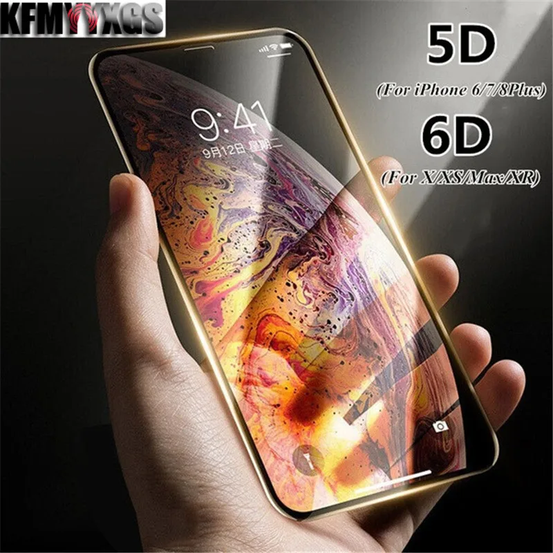 Твердость 9H Защитная пленка для экрана из закаленного стекла 5D 6D iPhone 5se 6 6s 7 8 plus X XR