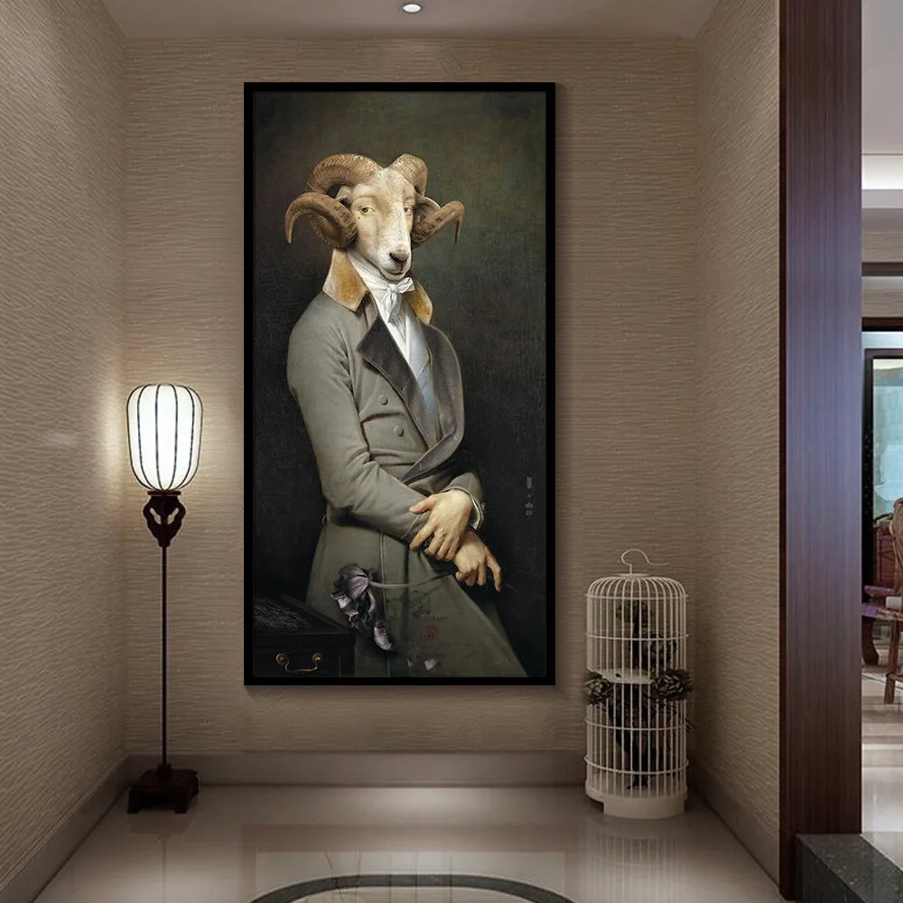 Настенное искусство Постер с изображением животных козы филе большая винтажная