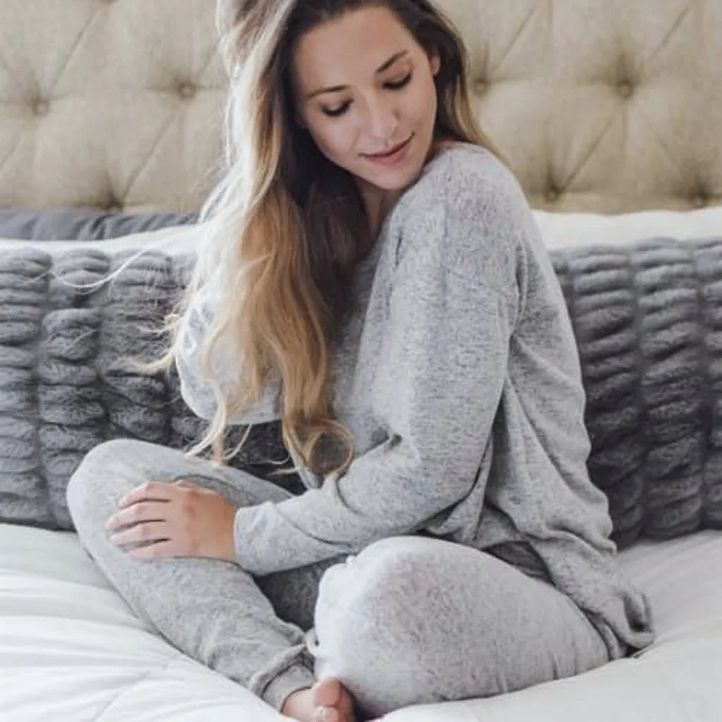 Женский спортивный костюм однотонный из 2 предметов со штанами одежда для отдыха