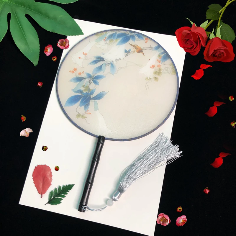 Полупрозрачный круговой вентилятор в старинном стиле двусторонний женский