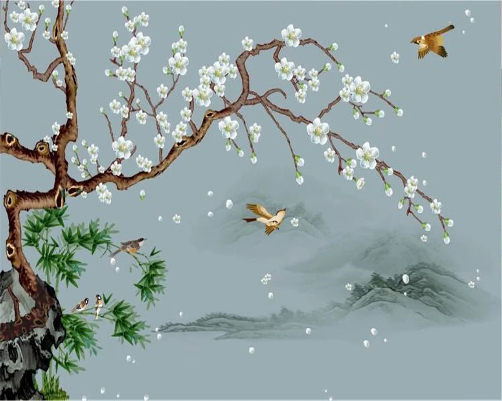 Обои по индивидуальному заказу фото ручная роспись цветы и птицы китайский