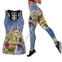 sea turtle polynesian 3d printed hollow out tank legging suit sexy yoga fitness soft legging summer women for girl 43